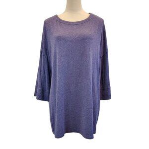 J. JILL SZ XL Wearever Collection Drop-Shoulder Stretch Knit Tunic Top Blue/Gray